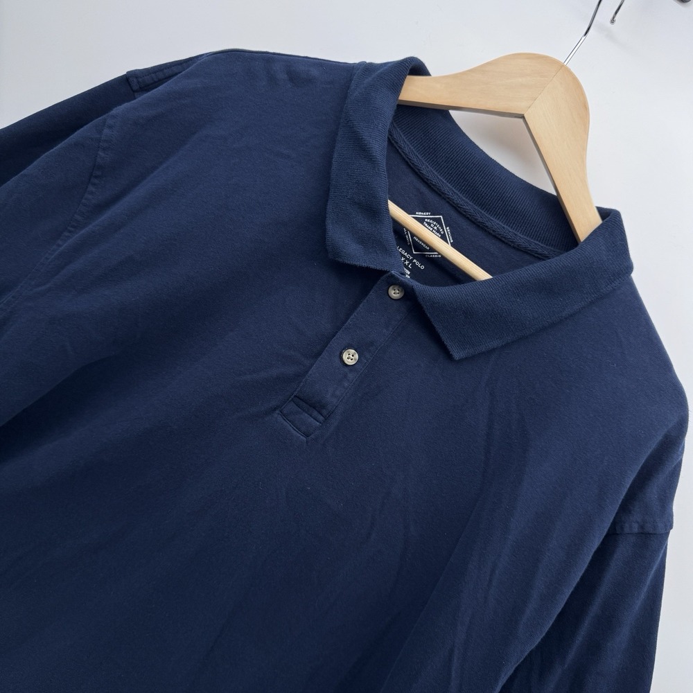 St. John's Bay Jersey Mens XXL Classic Fit Long Sleeve Polo Shirt - Navy Blue